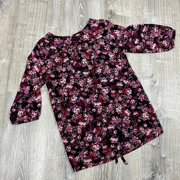 Isabel Maternity Floral Print 3/4 Sleeve Button Chiffon Blouse - Large - NWT - Picture 6 of 8